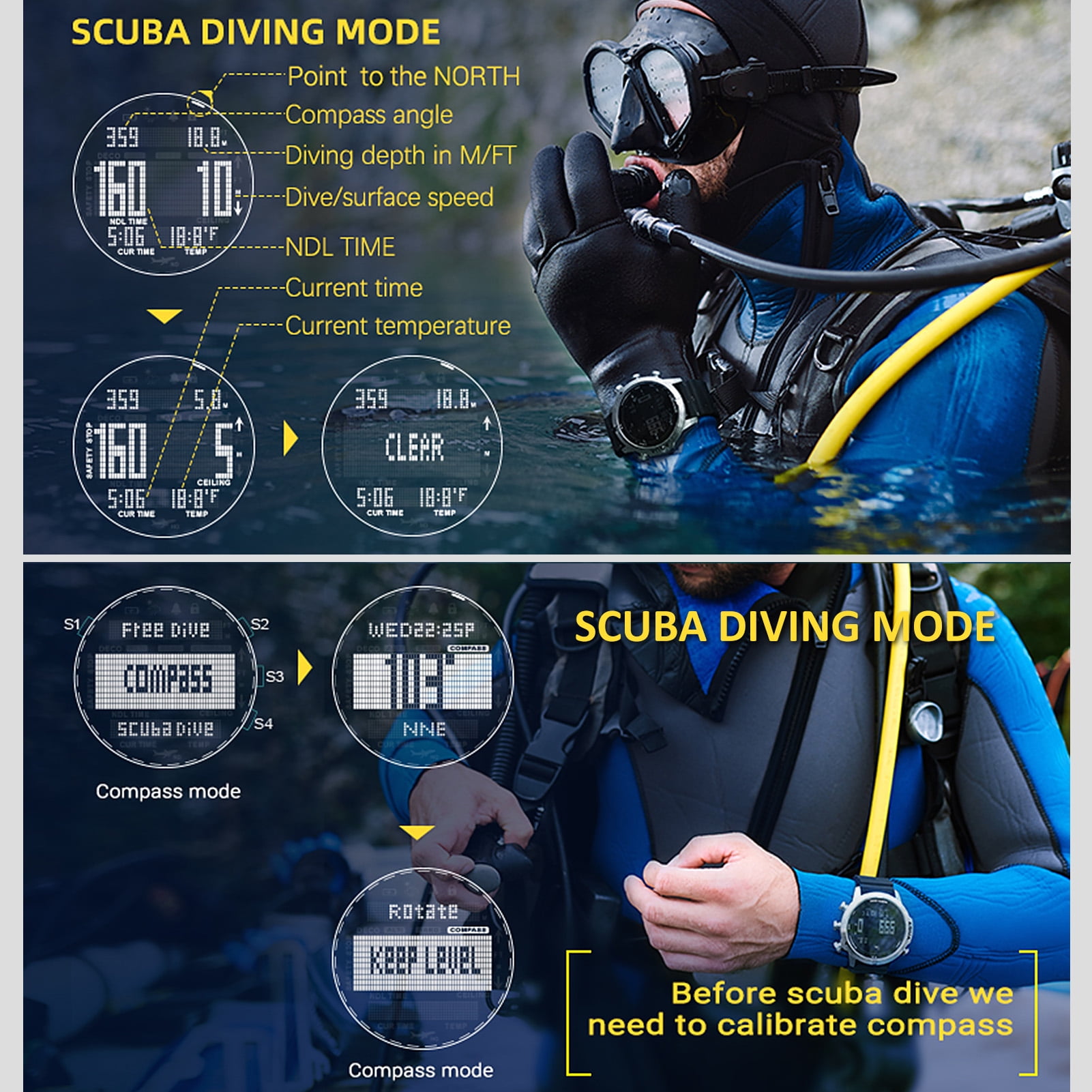 Steel Men's Diving Watch with Altimeter and Compass, 100m Waterproof, Business Wrist Watch - Image 7