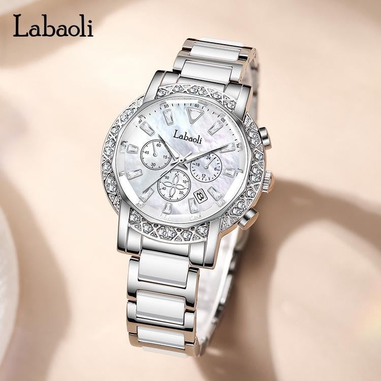 EXPLOJOY Stylish Waterproof Watch for Women – Diamond-Inspired Dial & Ceramic Band - Image 3