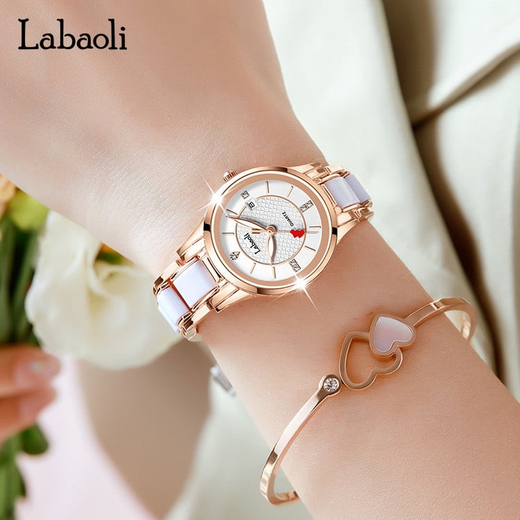 Explojoy Women's Luxury Ceramic Quartz Watch – Waterproof Elegant Timepiece with Calendar & Luminous Dial - Image 3